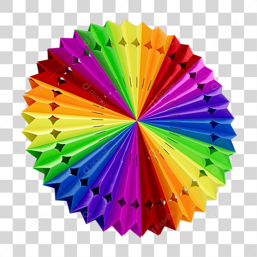 Elemento 3D Enfeite Origami Colorido PNG Transparente