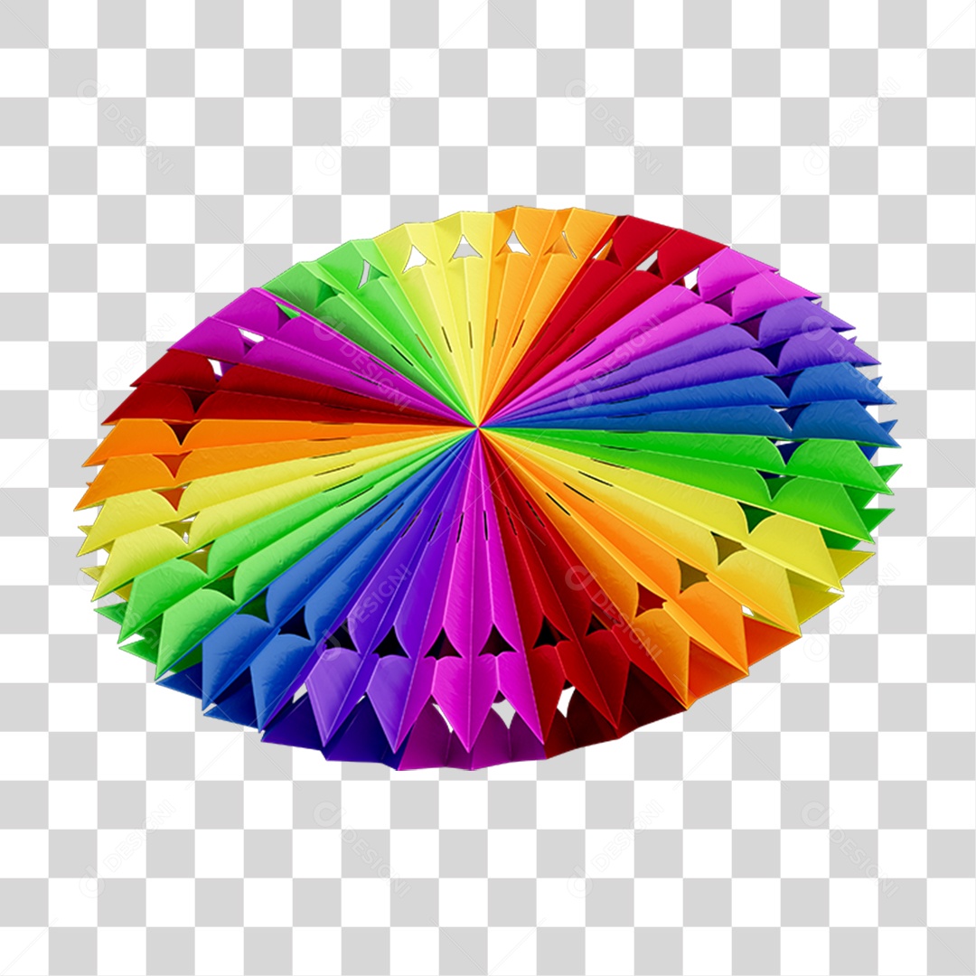 Elemento 3D Enfeite Origami Colorido PNG Transparente