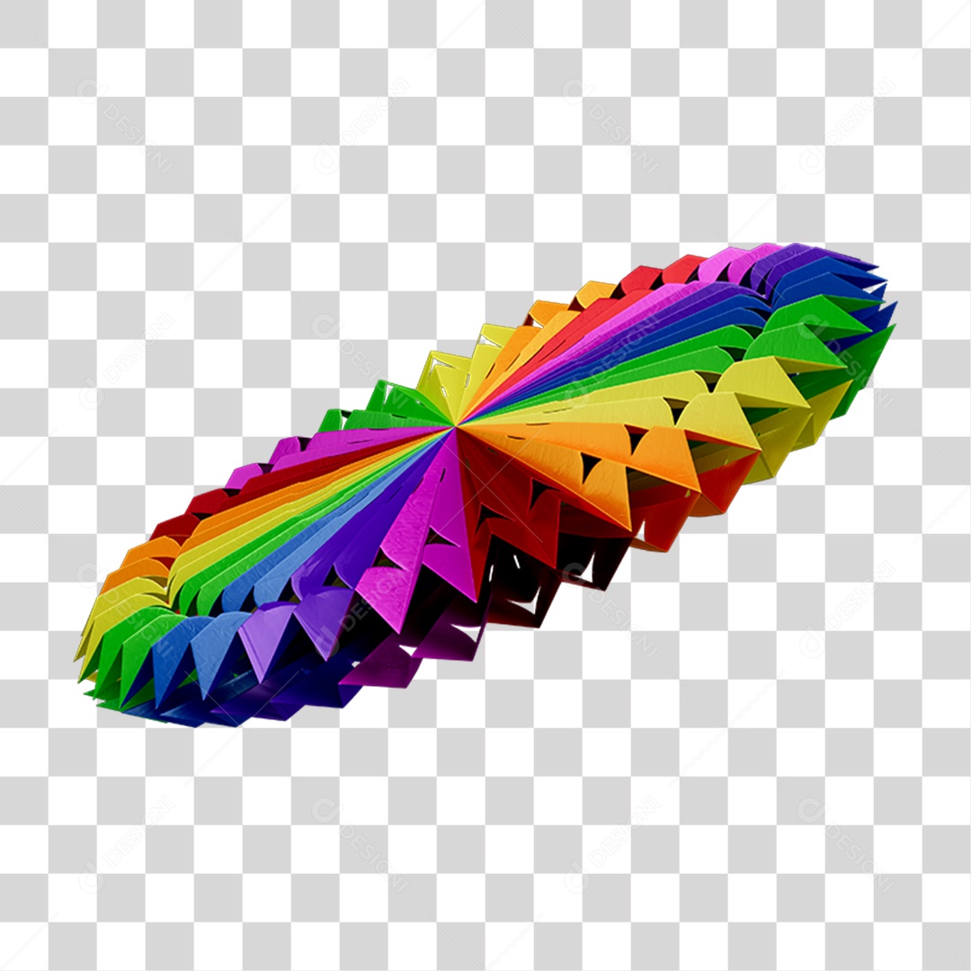 Elemento 3D Enfeite Origami Colorido PNG Transparente