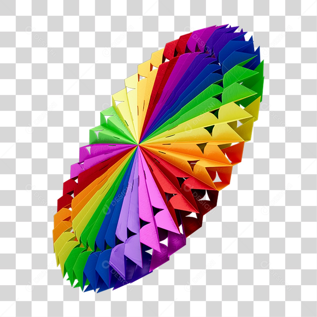 Elemento 3D Enfeite Origami Colorido PNG Transparente