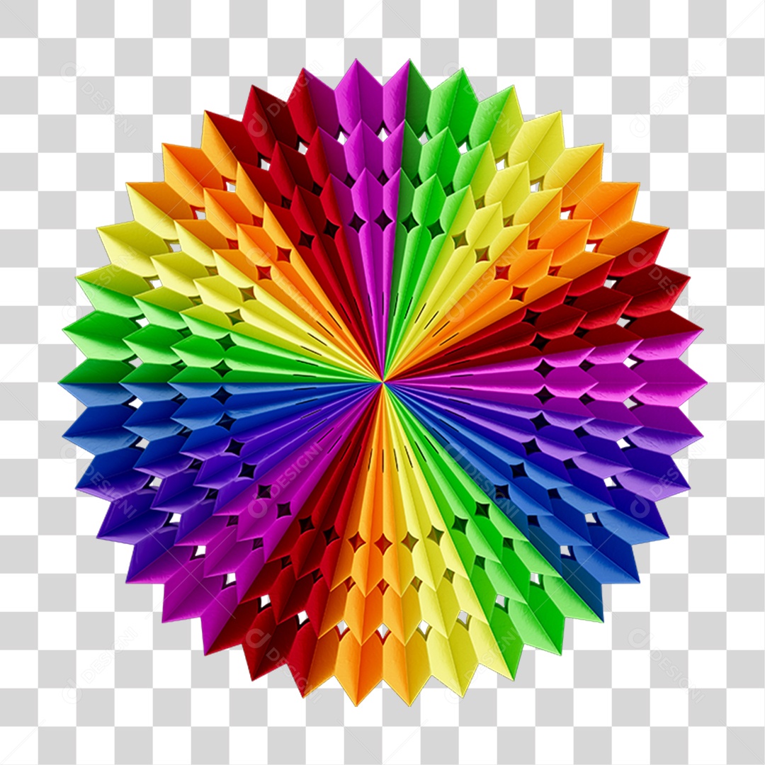 Elemento 3D Enfeite Origami Colorido PNG Transparente