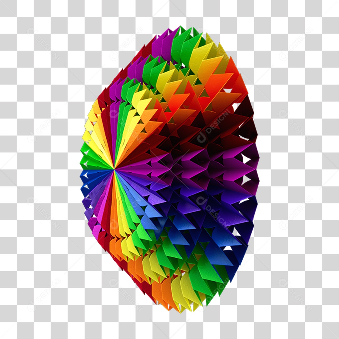 Elemento 3D Enfeite Origami Colorido PNG Transparente