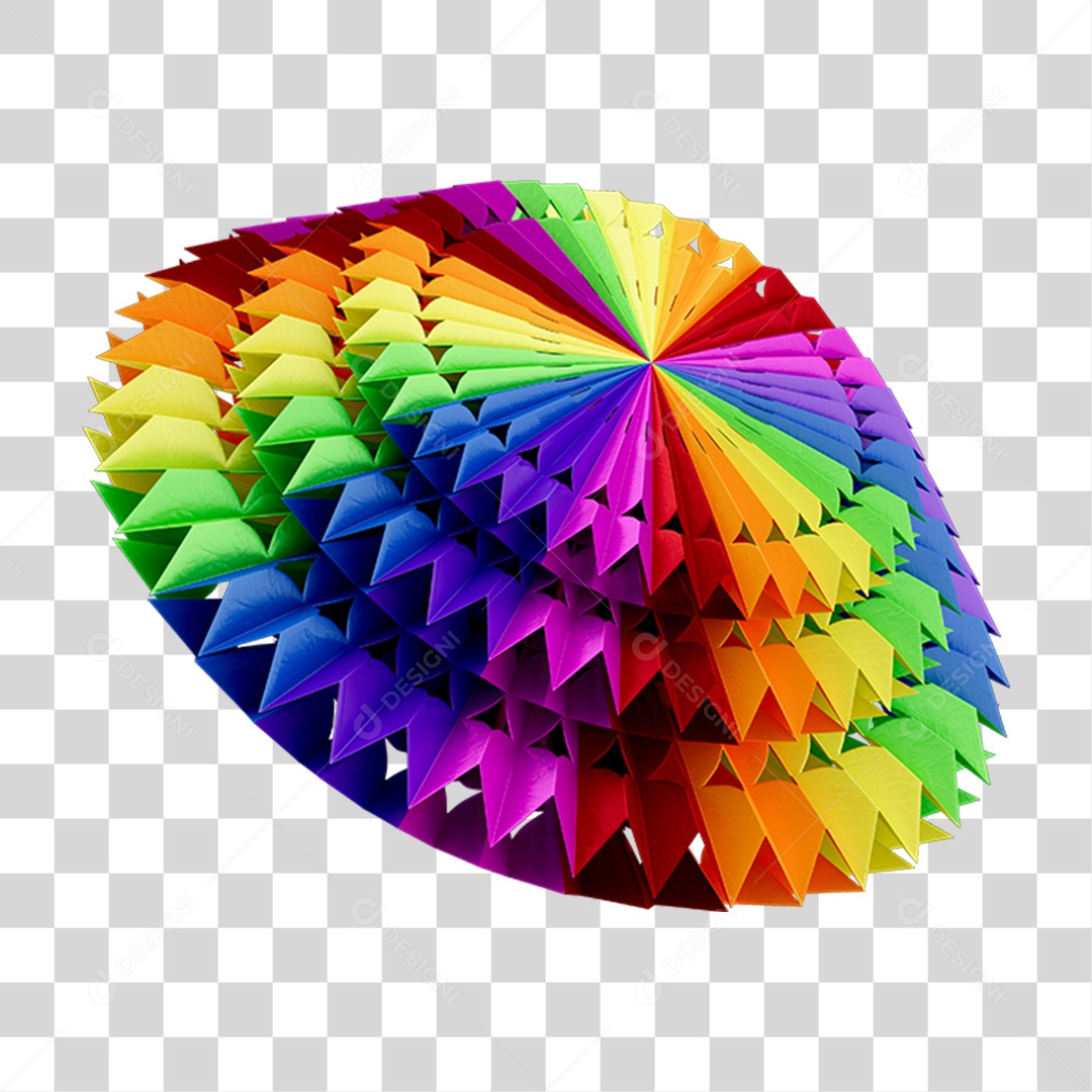 Elemento 3D Enfeite Origami Colorido PNG Transparente