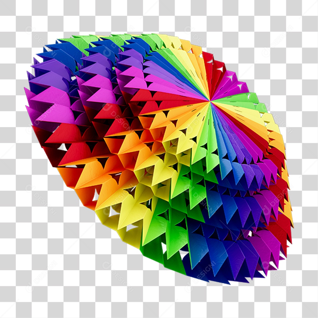Elemento 3D Enfeite Origami Colorido PNG Transparente