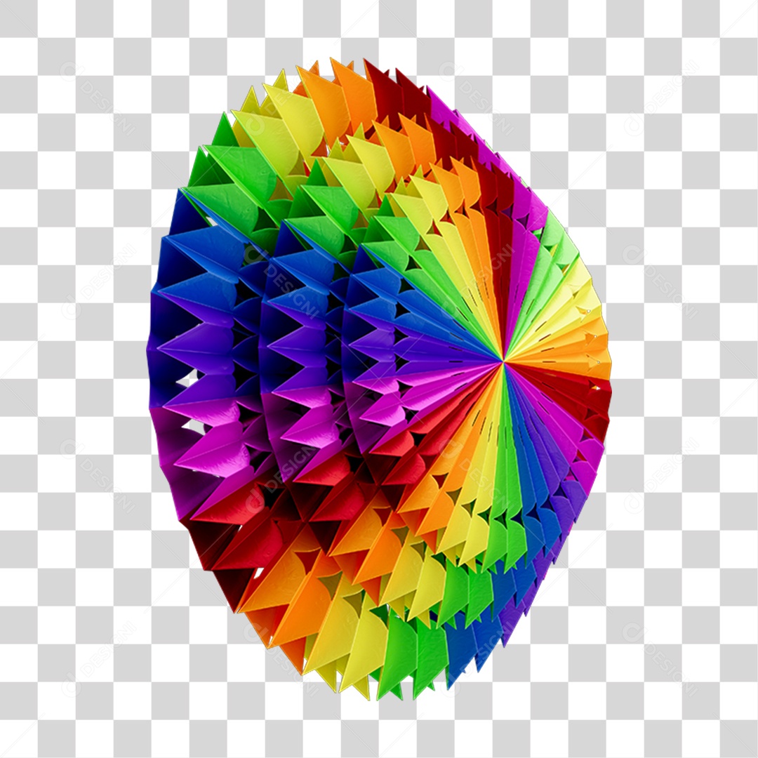 Elemento 3D Enfeite Origami Colorido PNG Transparente