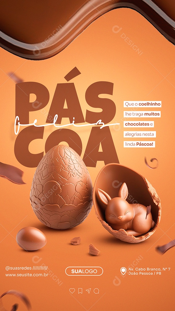 Story Páscoa 31 de Março Traga Muitos Chocolates e Alegrias Social Media PSD Editável