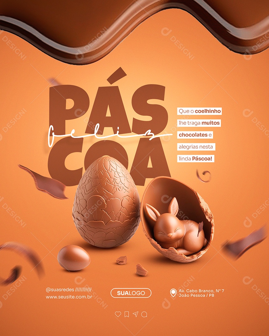 Páscoa 31 de Março Traga Muitos Chocolates e Alegrias Social Media PSD Editável