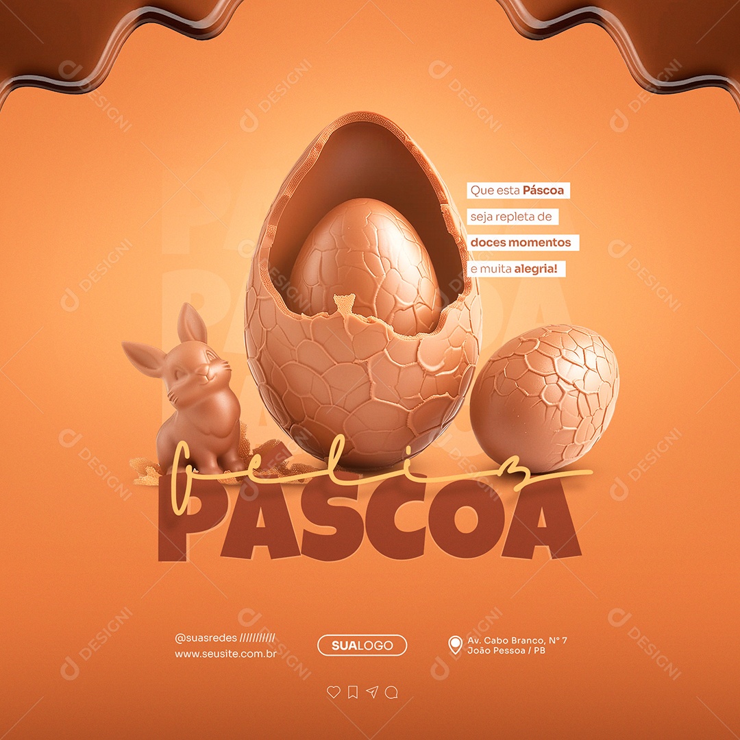 Feed Páscoa 31 de Março Seja Repleta de Doces Momentos Social Media PSD Editável