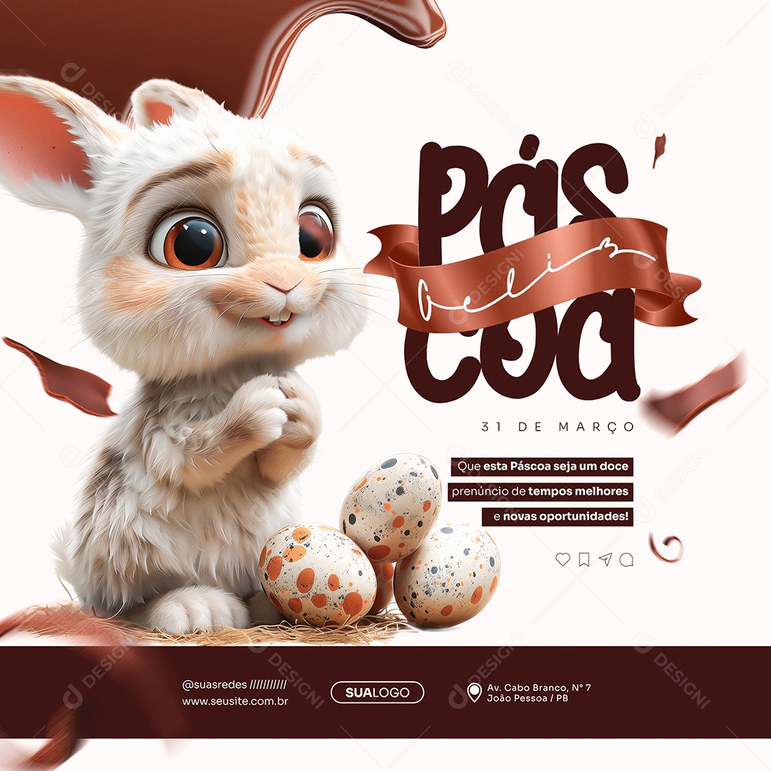 Feed Páscoa 31 de Março Seja um Doce Prenúncio Social Media PSD Editável