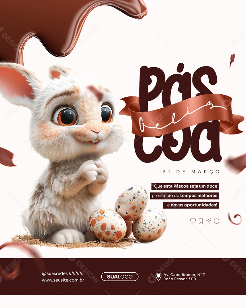 Páscoa 31 de Março Seja um Doce Prenúncio Social Media PSD Editável