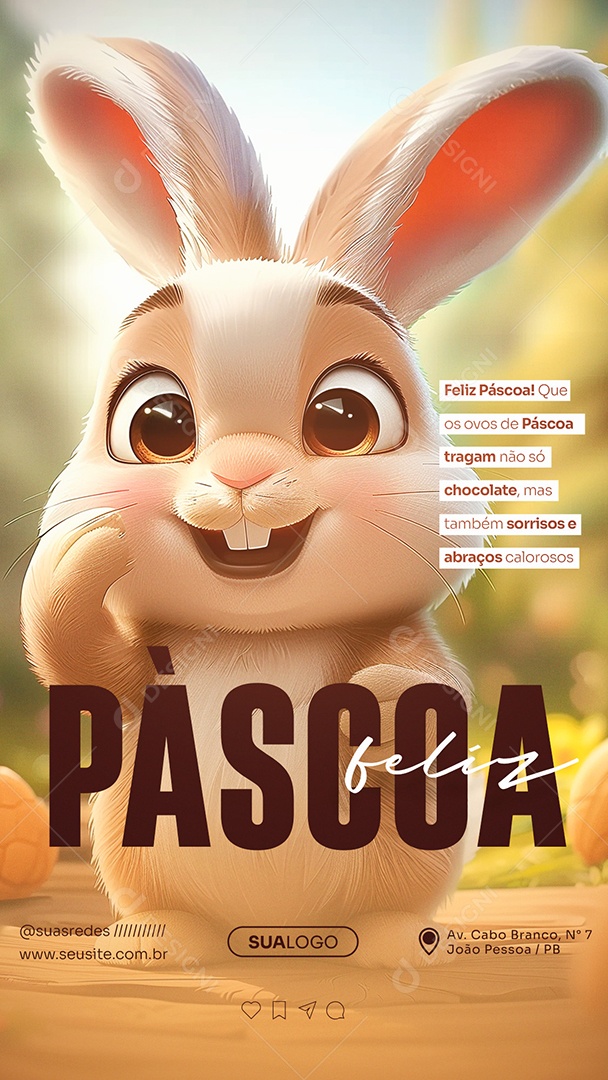 Story Páscoa 31 de Março Chocolate Sorrisos e Abraço Social Media PSD Editável