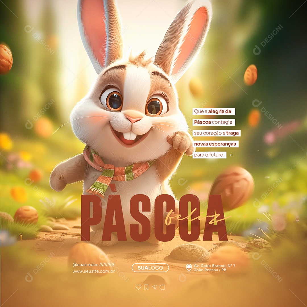 Feed Páscoa 31 de Março Alegria Contagie seu Coração Social Media PSD Editável