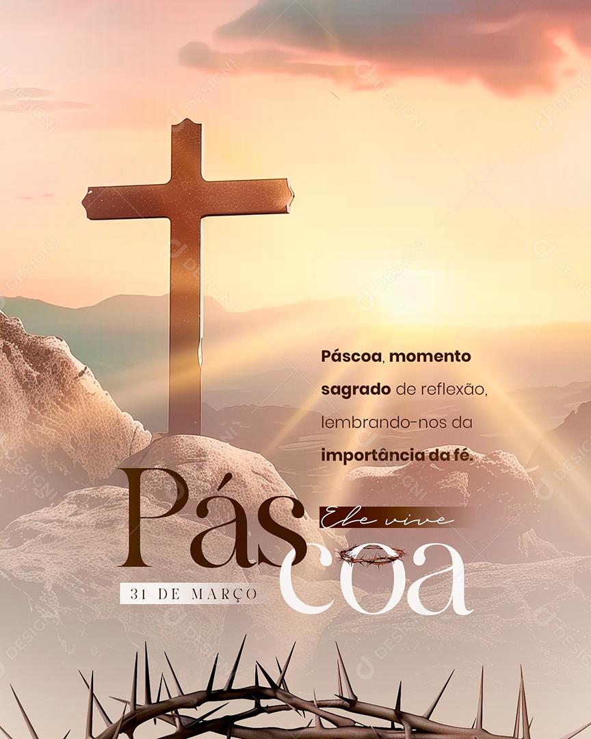 Páscoa 31 de Março Momento de Reflexão Sagrado Social Media PSD Editável