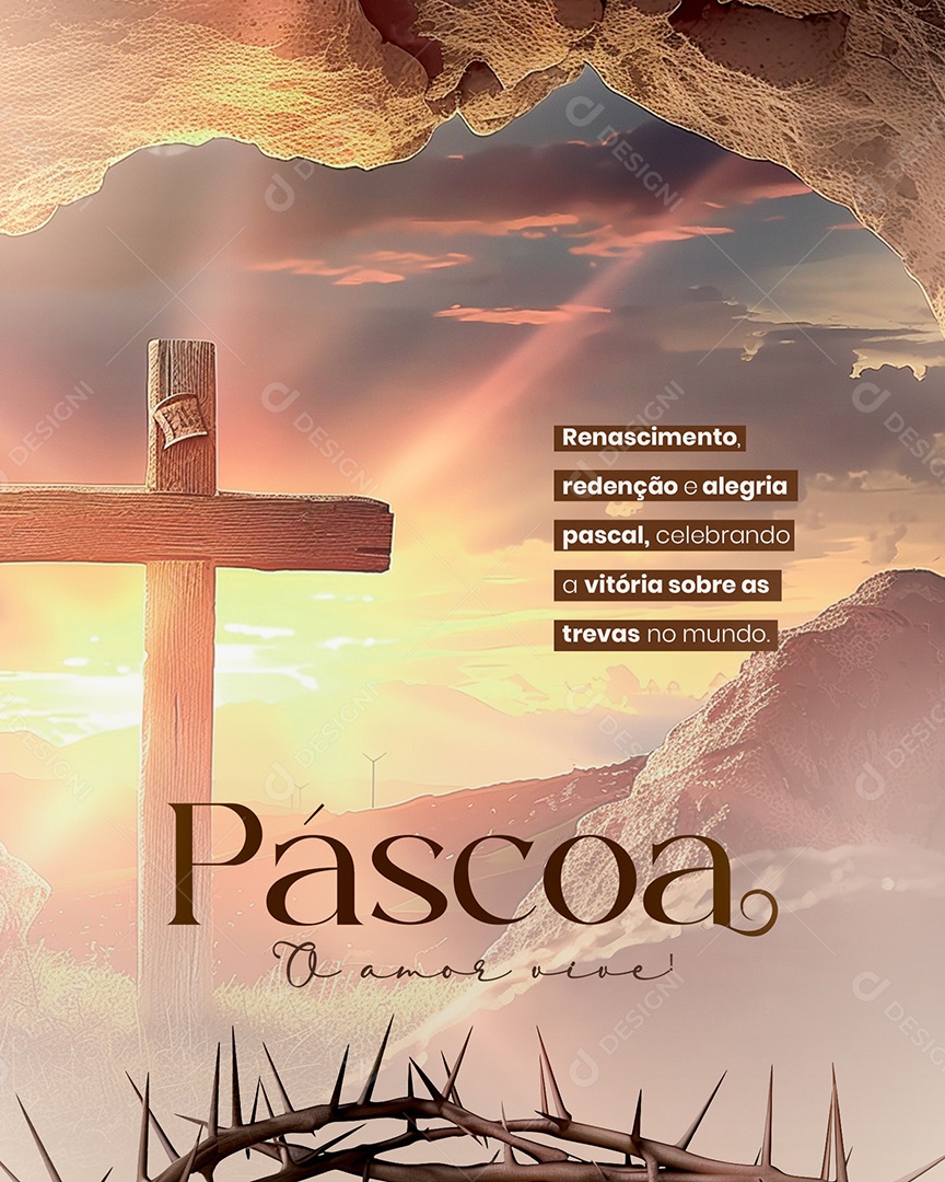 Páscoa 31 de Março Vitória Sobre as Trevas Social Media PSD Editável