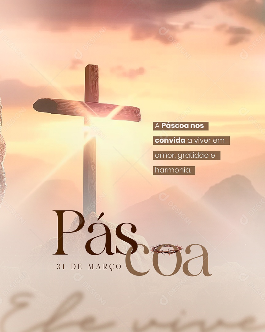 Páscoa 31 de Março nos Convida a Viver Social Media PSD Editável