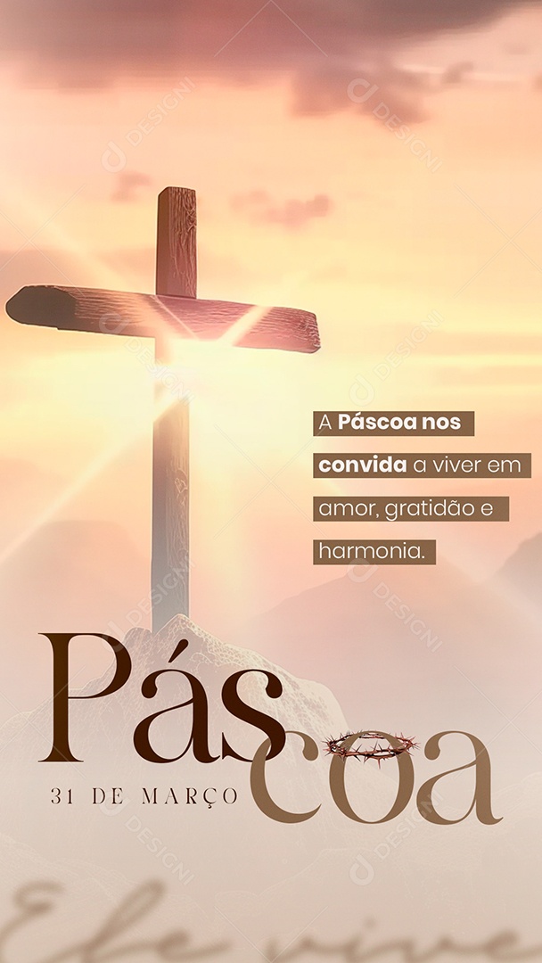Story Páscoa 31 de Março nos Convida a Viver Social Media PSD Editável