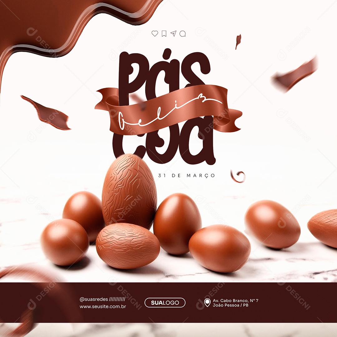 Feed Social Media Páscoa 31 de Março PSD Editável