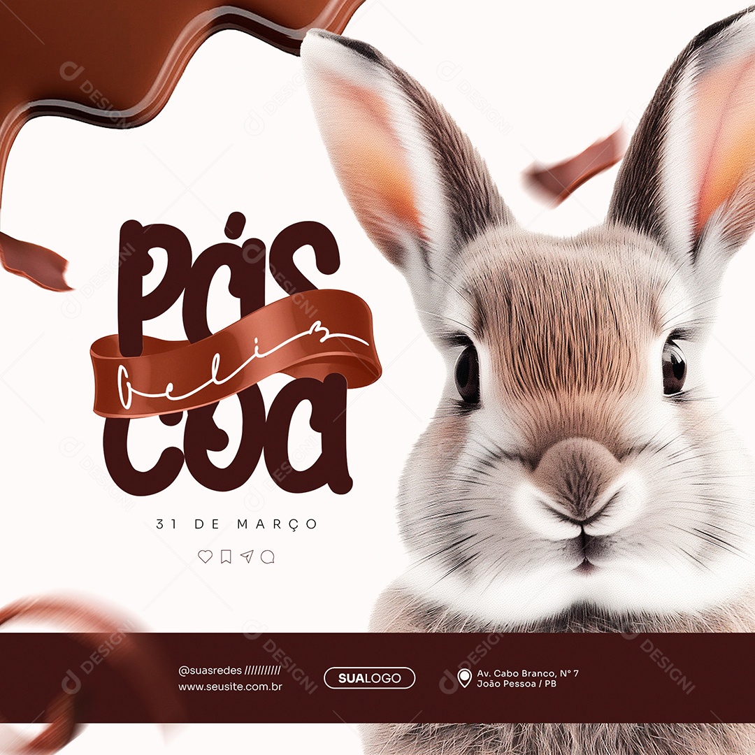 Feed Páscoa 31 de Março Social Media PSD Editável
