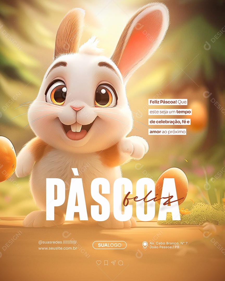 Feliz Páscoa 31 de Março Social Media PSD Editável