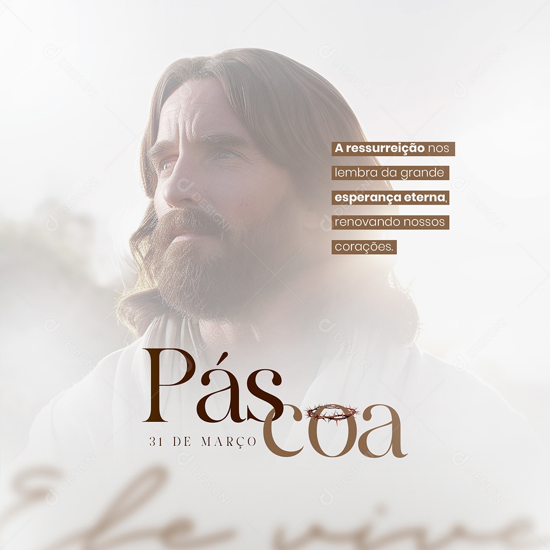 Feed Páscoa 31 de Março Renovando nossos Corações Social Media PSD Editável