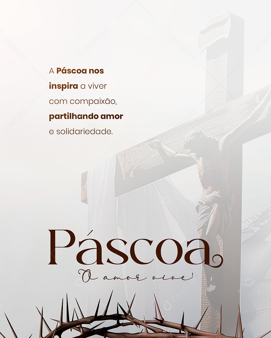 Páscoa 31 de Março o Amor Vive Social Media PSD Editável