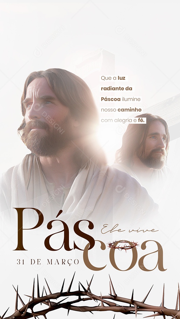 Story Páscoa 31 de Março Ele Vive Social Media PSD Editável