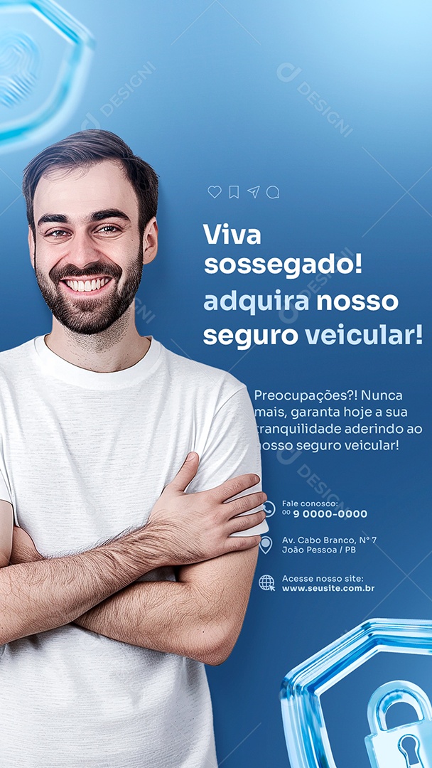 Story Seguro Viva Sossegado Adiquira nosso Seguro Veicular Social Media PSD Editável