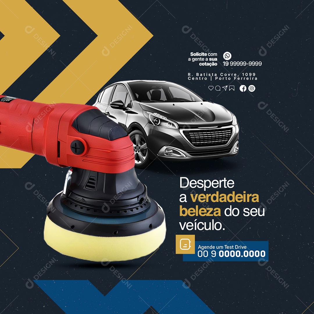 Oficina Mecânica Desperte a Verdadeira Beleza do Seu Veículo Social Media PSD Editável