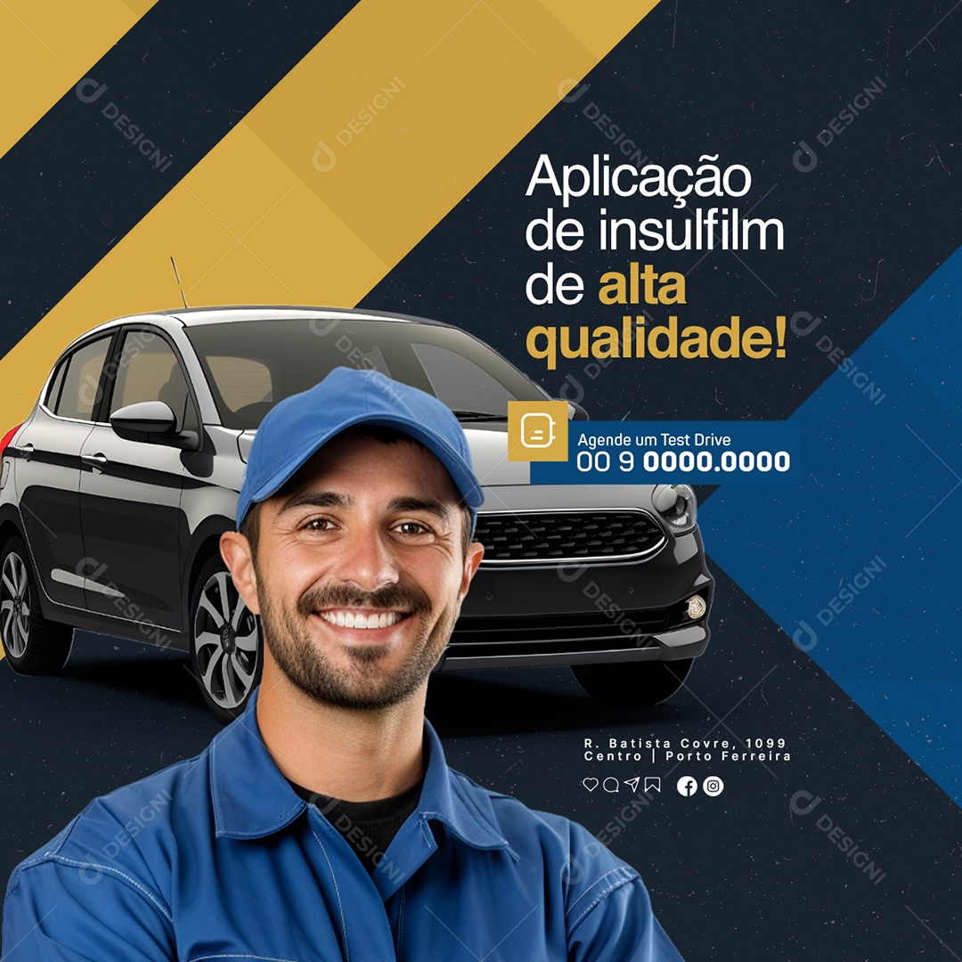 Oficina Mecânica Aplicação de Insulfim de Alta Qualidade Social Media PSD Editável