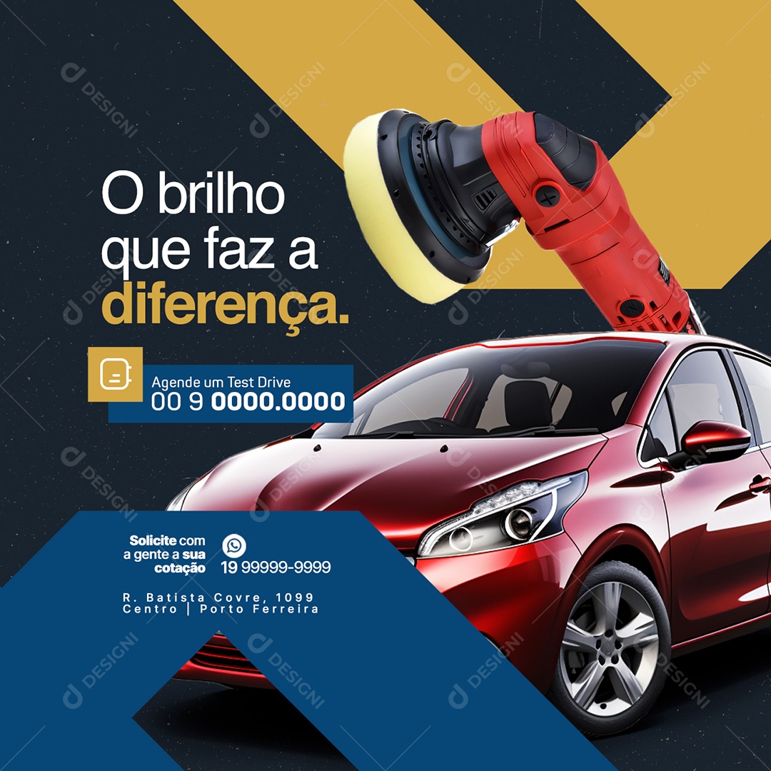 Oficina Mecânica O Brilho Que Faz a Diferença Social Media PSD Editável