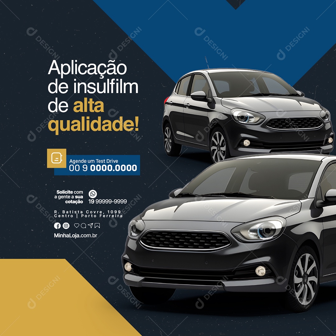 Oficina Mecânica Aplicação de Insulfim de Alta Qualidade Social Media PSD Editável