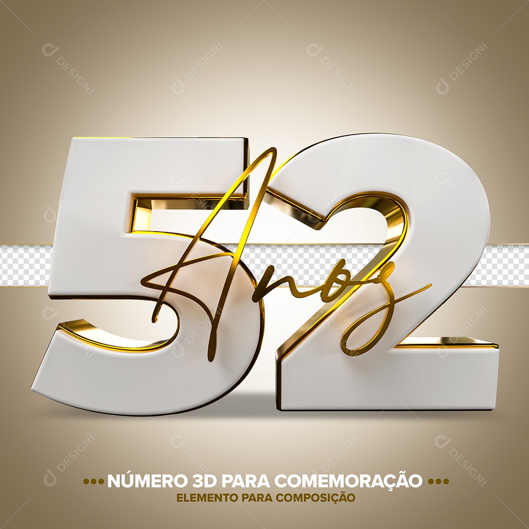 Número de Aniversário 3D - 52 Anos