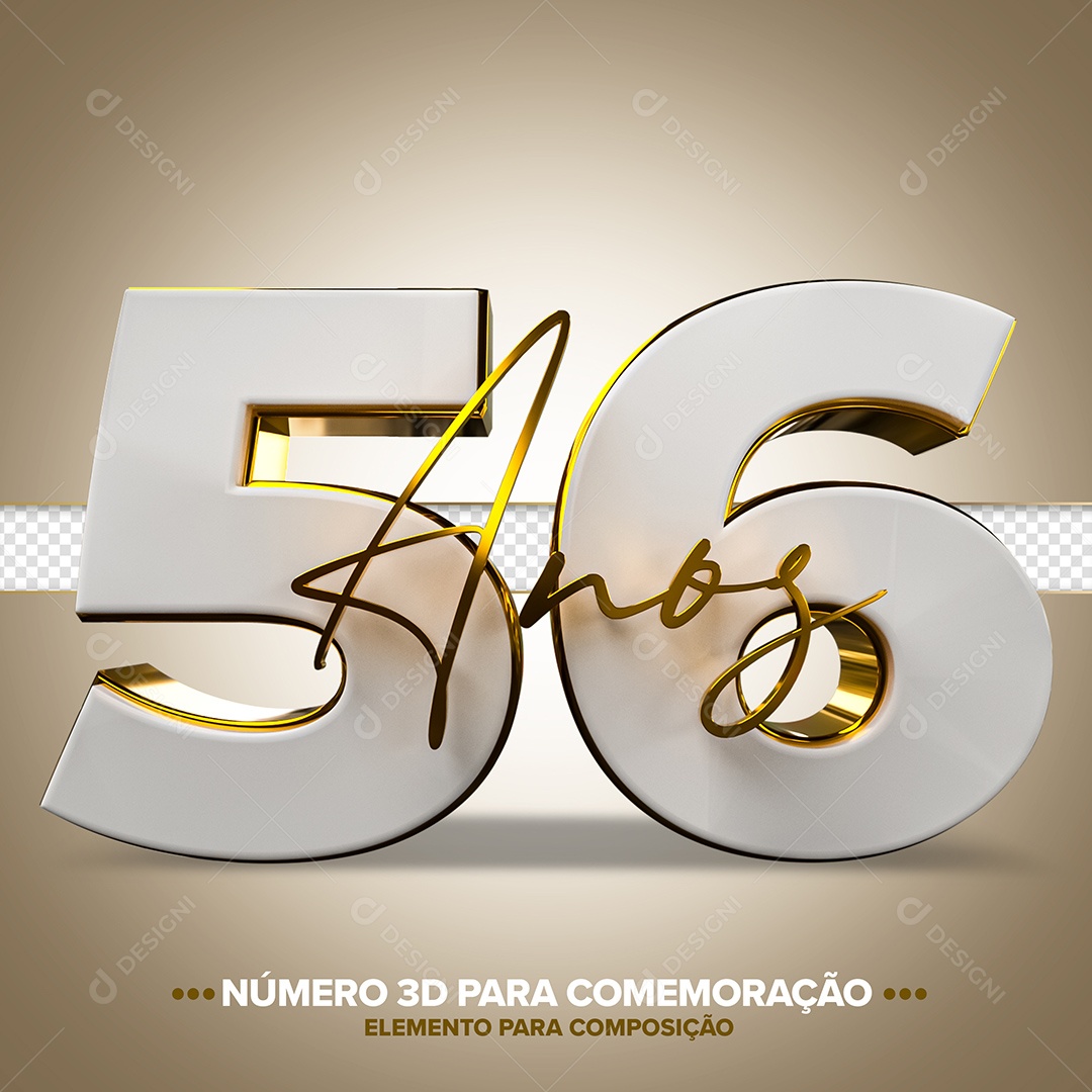 Número de Aniversário 3D - 56 Anos