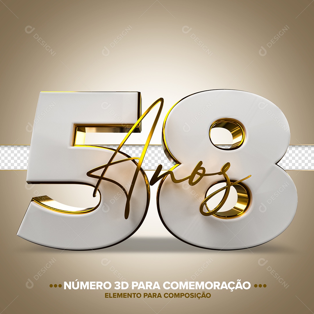 Número de Aniversário 3D - 58 Anos