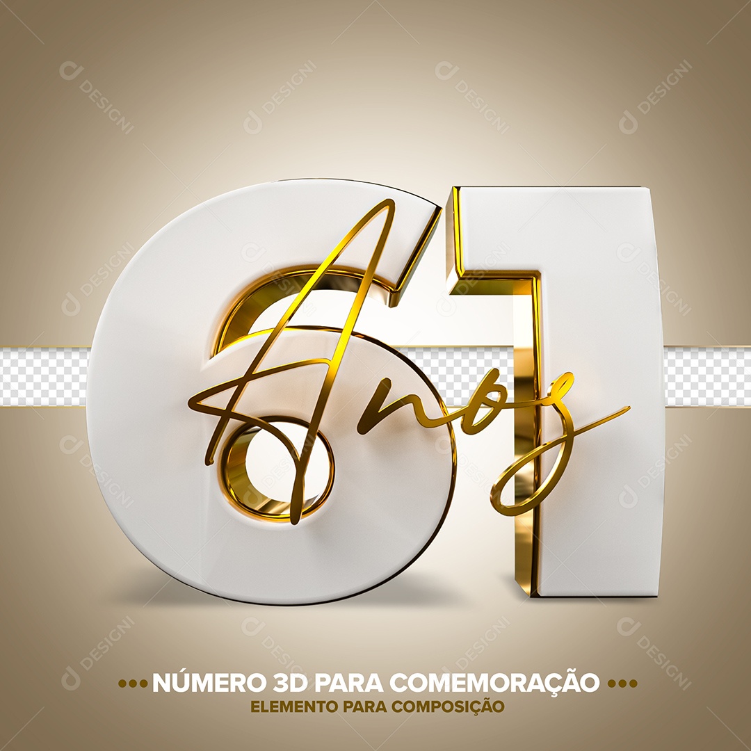 Número de Aniversário 3D - 61 Anos