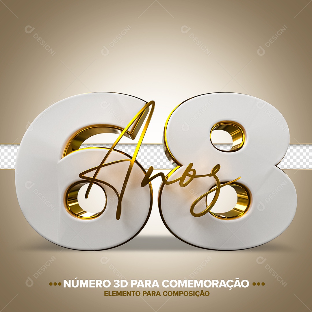 Número de Aniversário 3D - 68 Anos