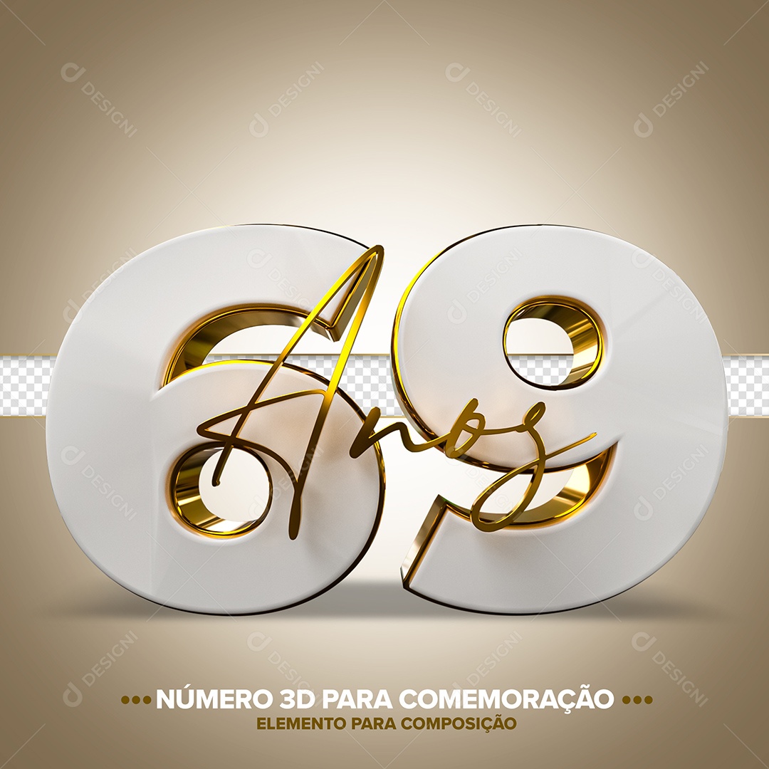Número de Aniversário 3D - 69 Anos