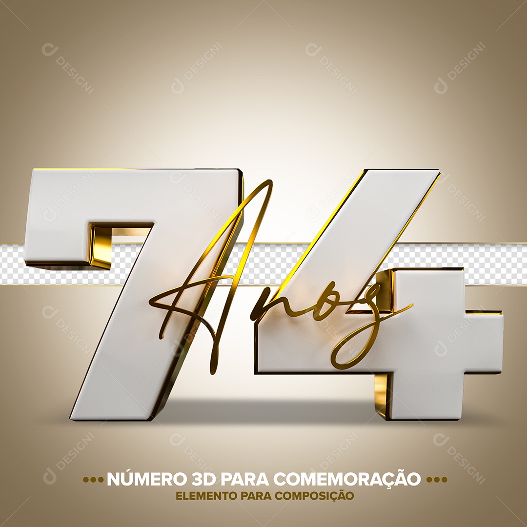 Número de Aniversário 3D - 74 Anos