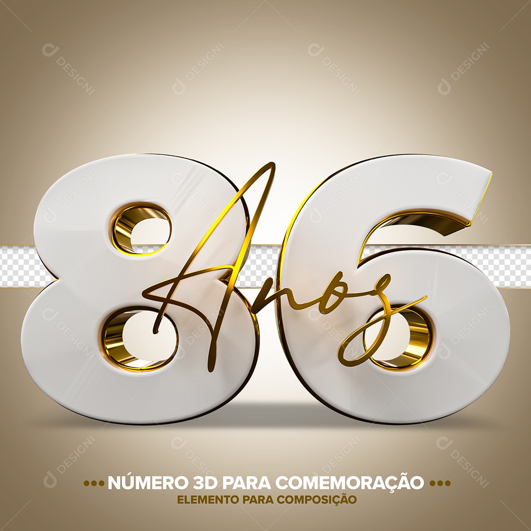 Número de Aniversário 3D - 86 Anos