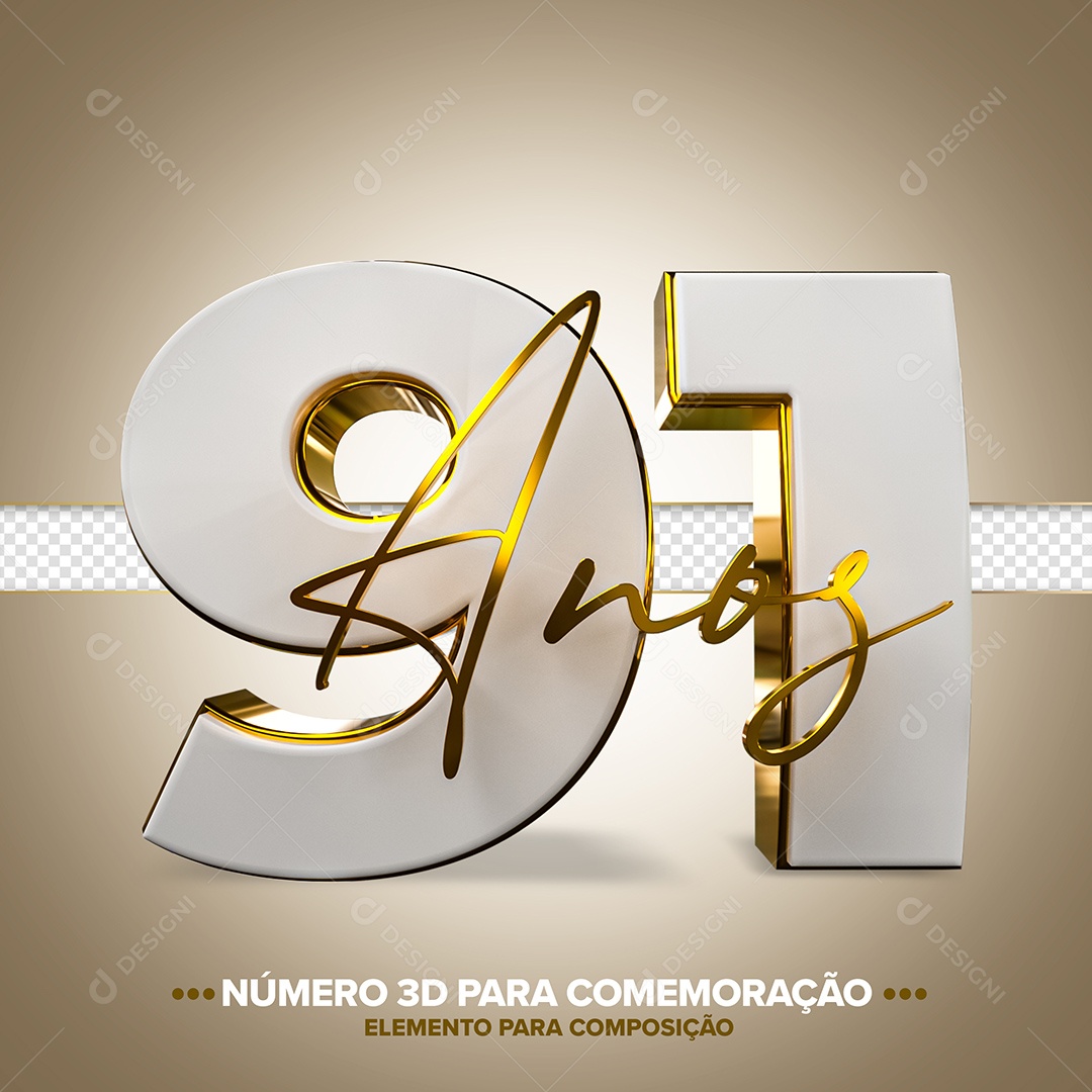 Número de Aniversário 3D - 91 Anos