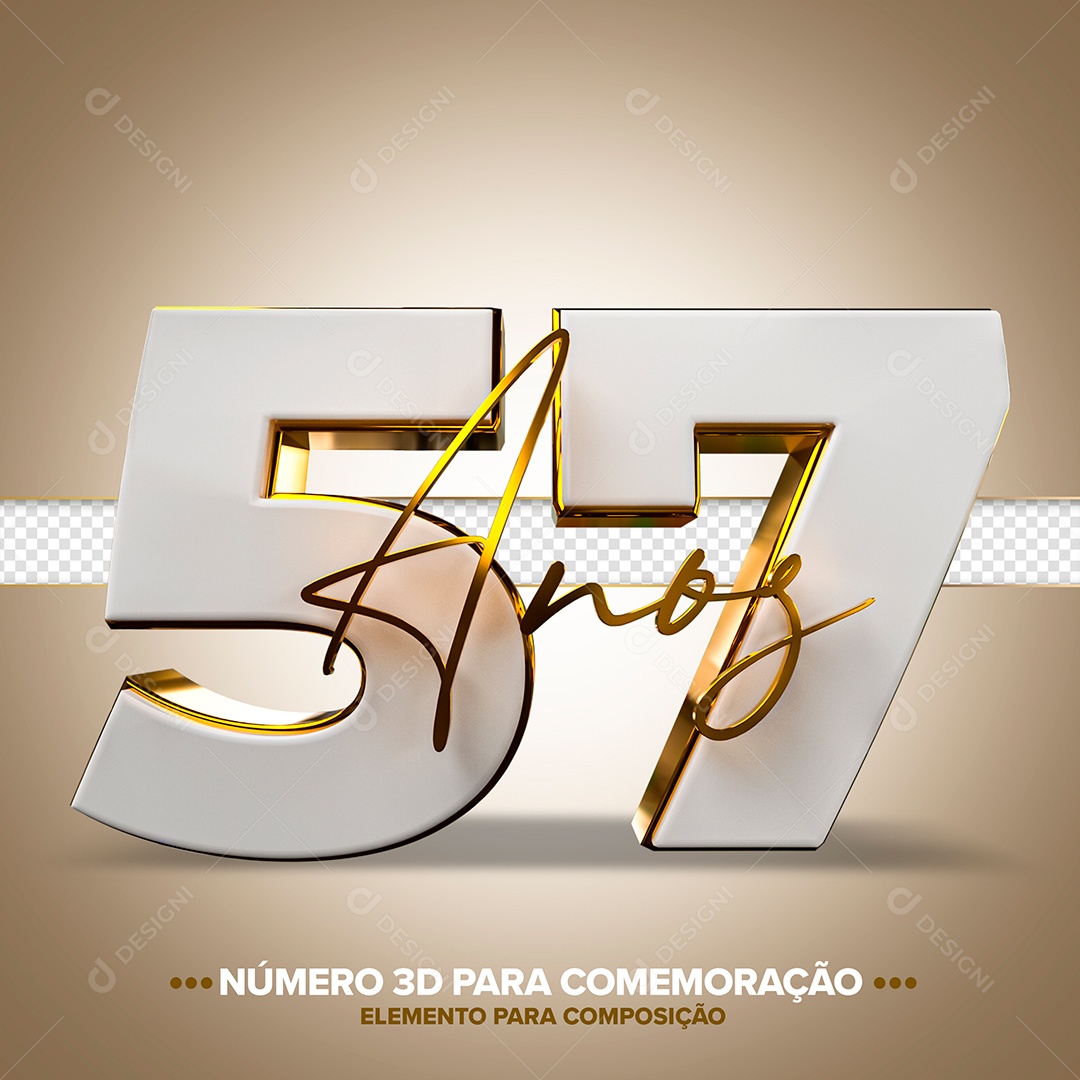 Número de Aniversário 3D - 57 Anos