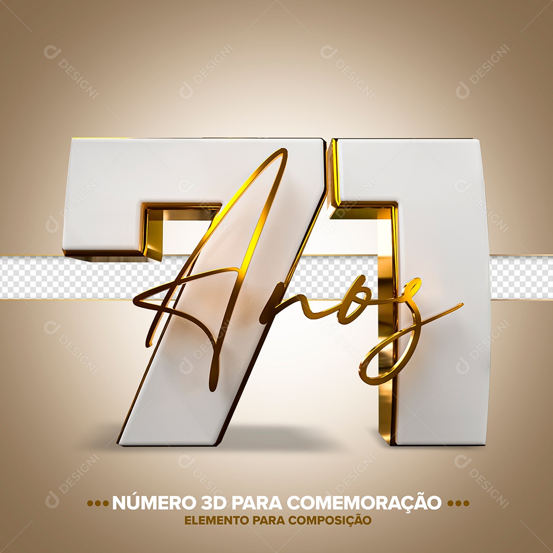 Número de Aniversário 3D - 71 Anos