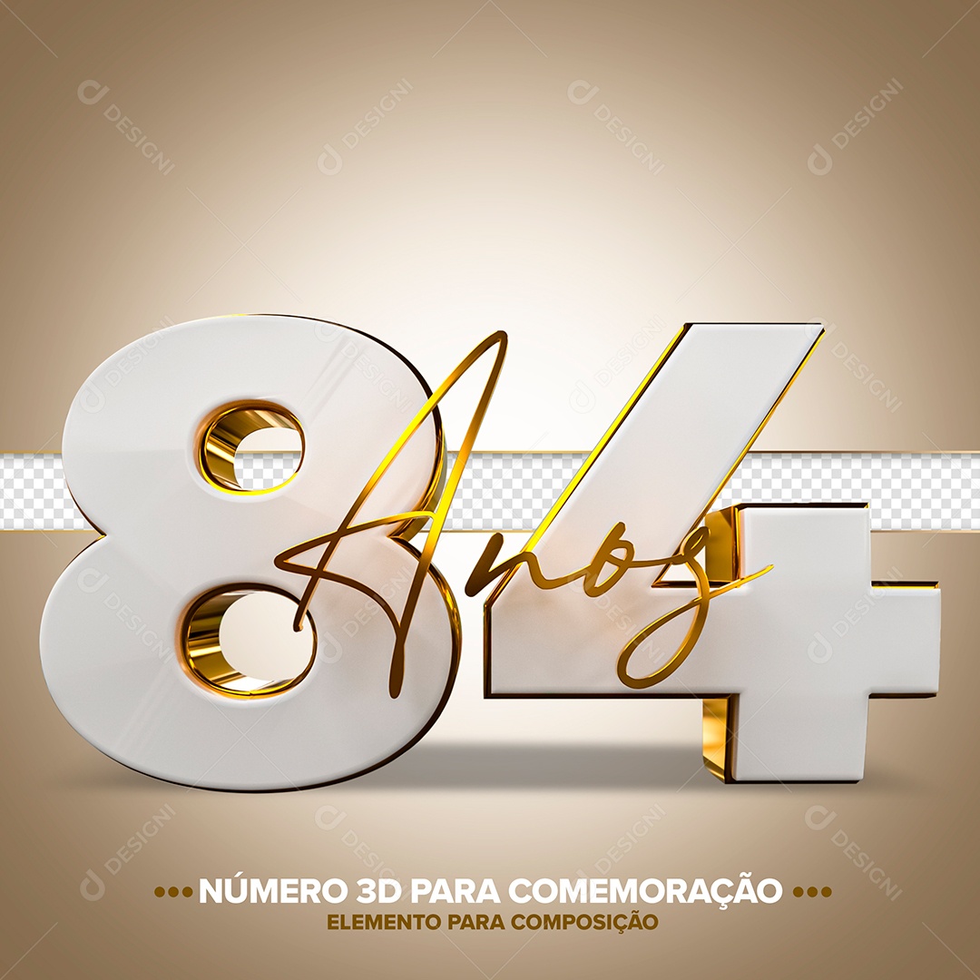 Número de Aniversário 3D - 84 Anos