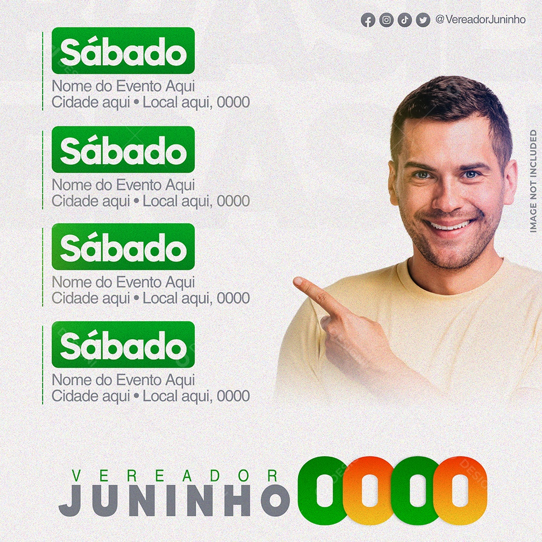 Politica Vereador Juninho Evento Sábado Social Media PSD Editável