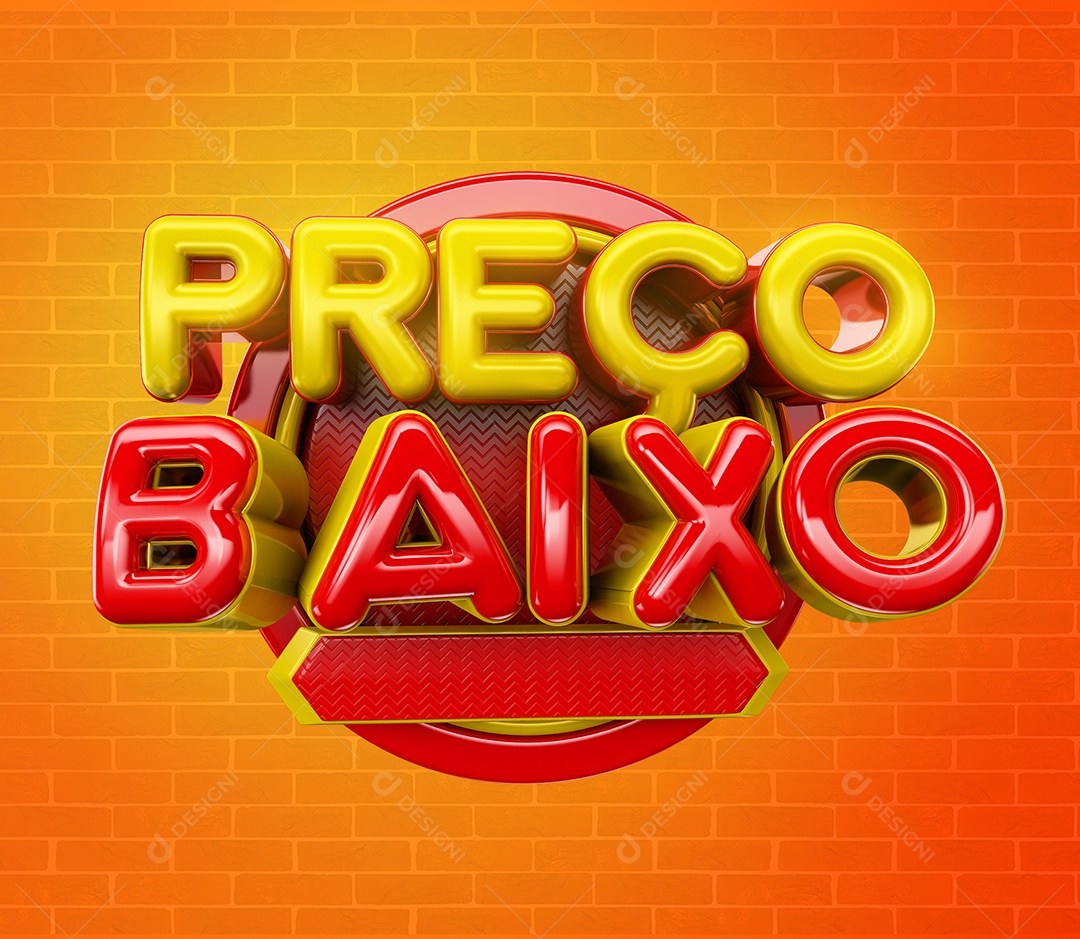 Preço Baixo Selo 3D Amarelo e Vermelho para Composição PSD