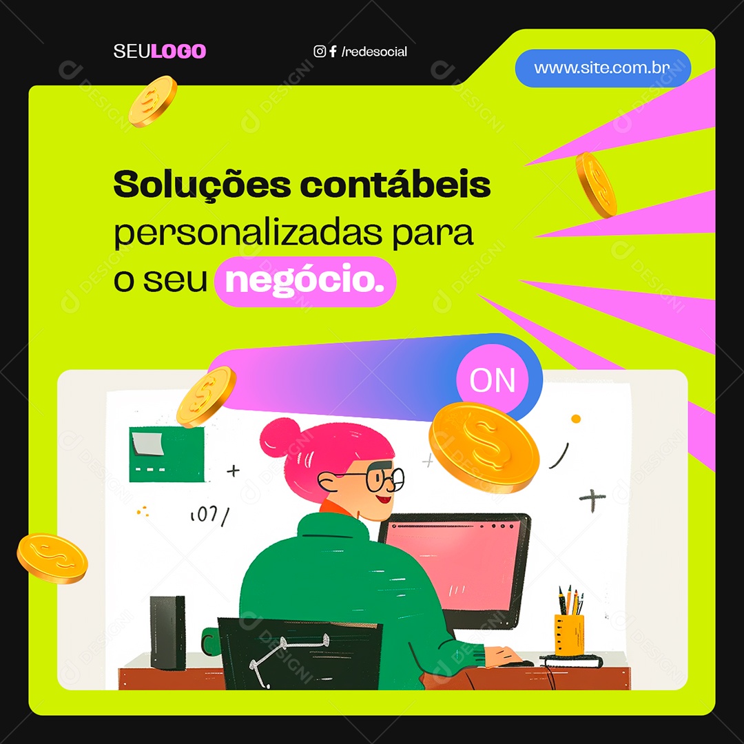 Contabilidade Soluções Contábeis Personalizadas para O Seu Negócio Social Media PSD Editável