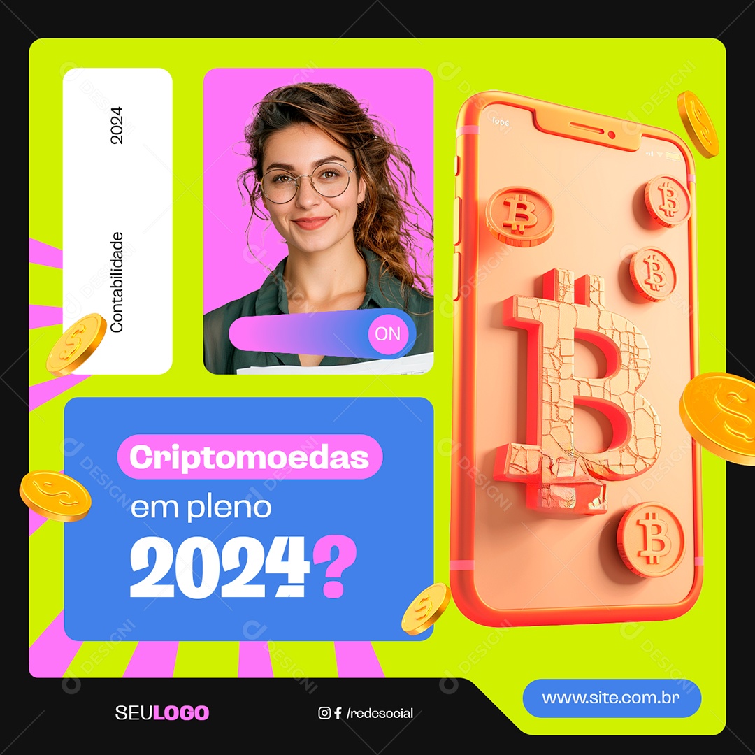 Contabilidade Criptomoedas em Pleno 2024 Social Media PSD Editável