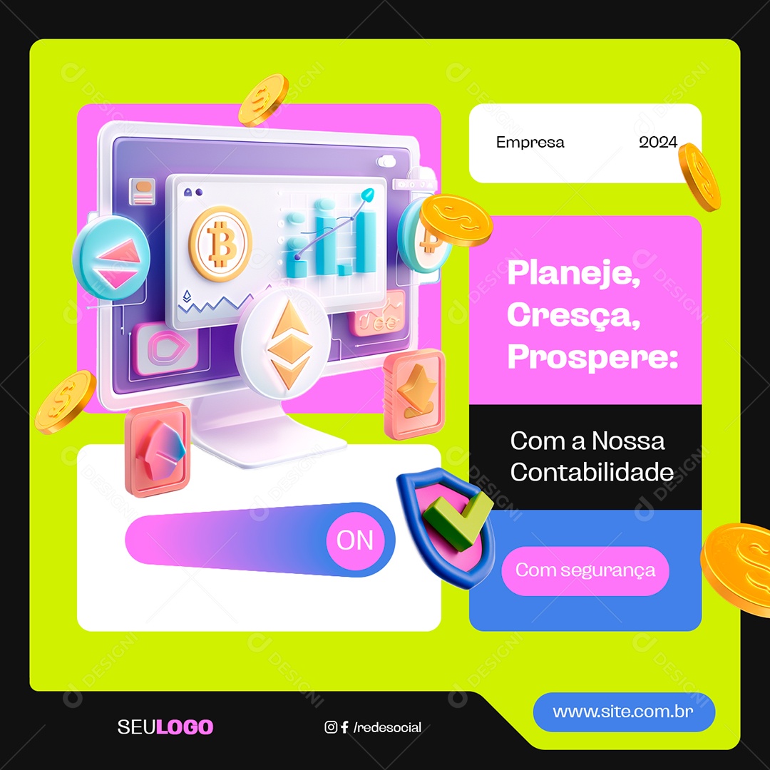 Contabilidade Planeje Cresça Prospere Social Media PSD Editável
