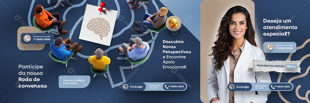 Carrossel Psicóloga Participe da Nossa Roda de Conversas Social Media PSD Editável