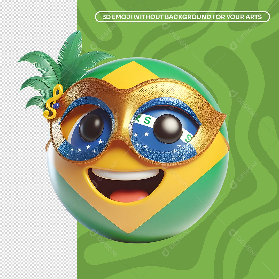 Emoji de Carnaval 3D Para Composição PSD